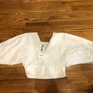 Zara White cotton top with side zipper